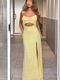 Fallon Yellow Sequin Cut Out Formal Maxi dress - thumbnail 7