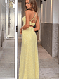Fallon Yellow Sequin Cut Out Formal Maxi dress - thumbnail 8
