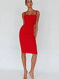 Georgia Square Neckline Midi Dress Red - thumbnail 19