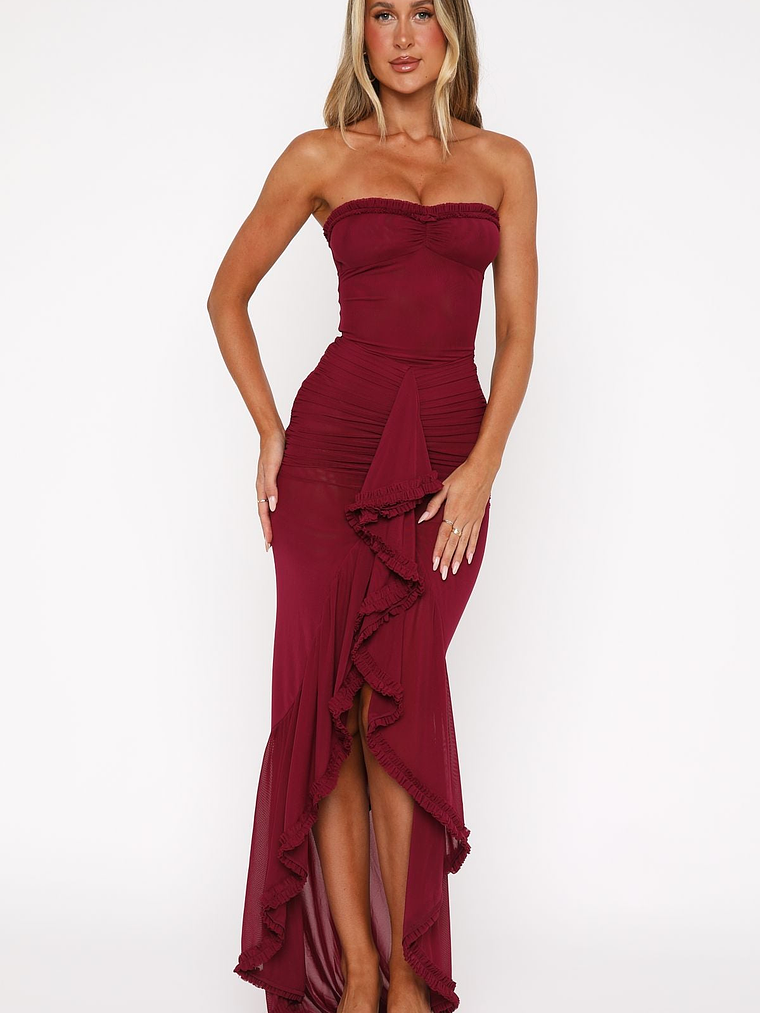Still Got It Mesh Maxi Dress Dark Burgundy 2