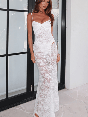 Tell Me I'm Pretty Lace Maxi Dress White