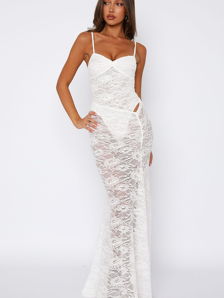 Tell Me I'm Pretty Lace Maxi Dress White 2