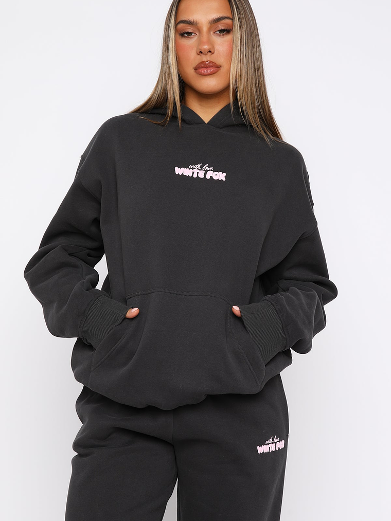 With Love In The Moment Oversized Hoodie Charcoal 2