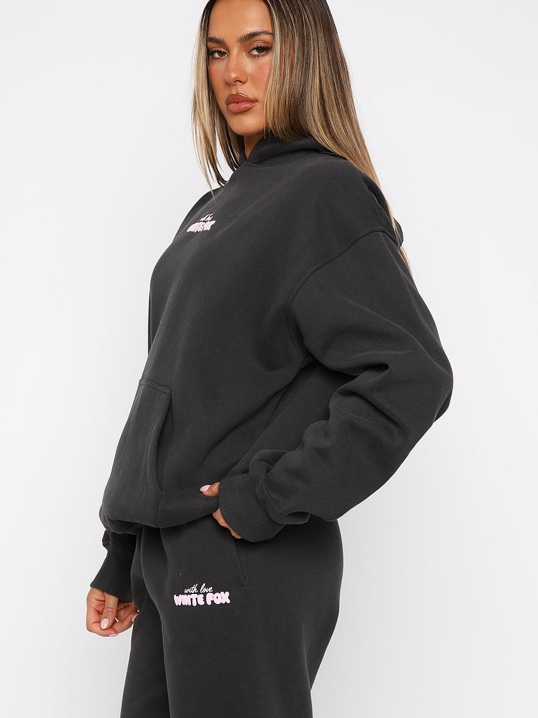 With Love In The Moment Oversized Hoodie Charcoal 3