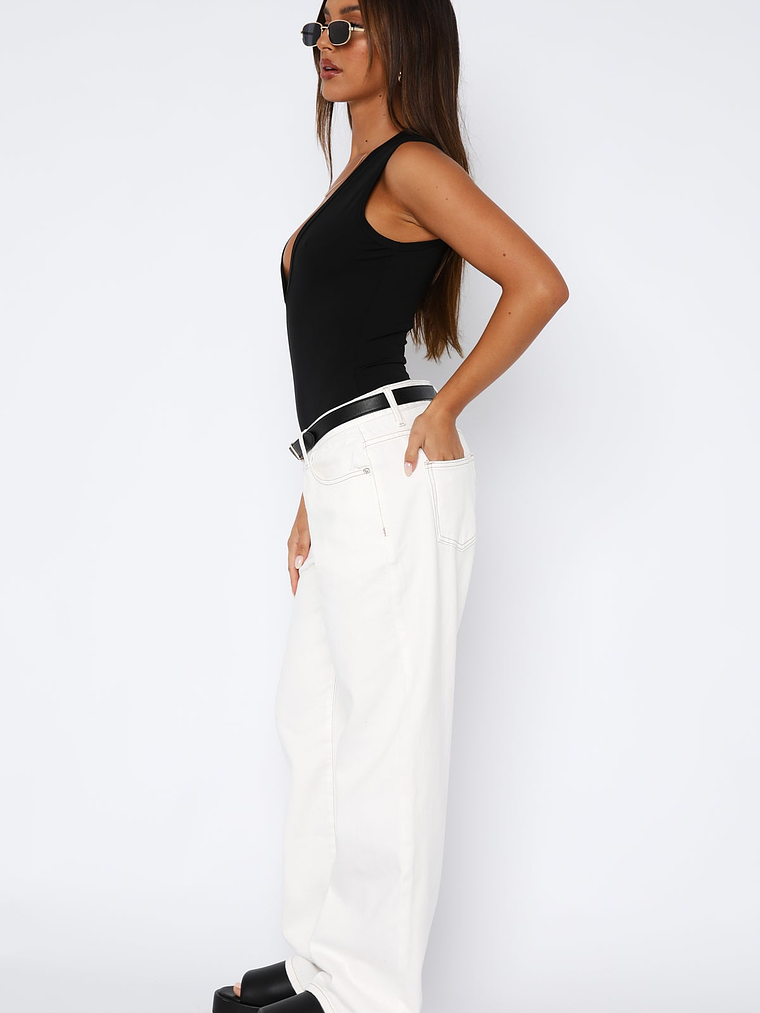 Bring The Style Low Rise Wide Leg Jeans Off White 3