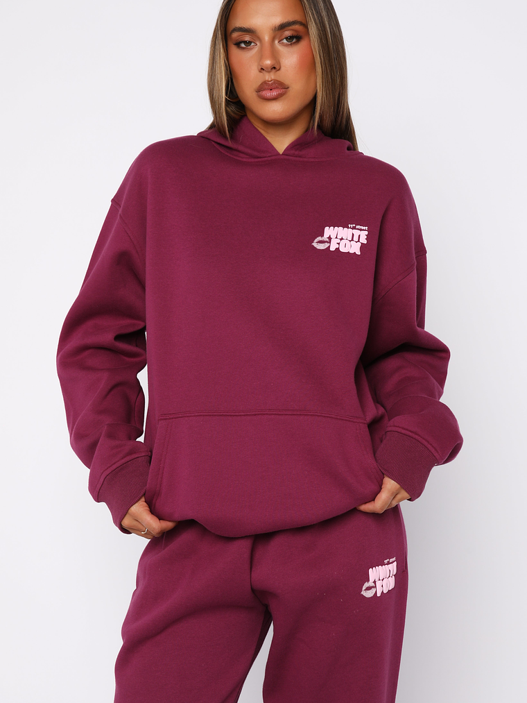 11th Street Sweet Kisses Oversized Hoodie Very Berry 2