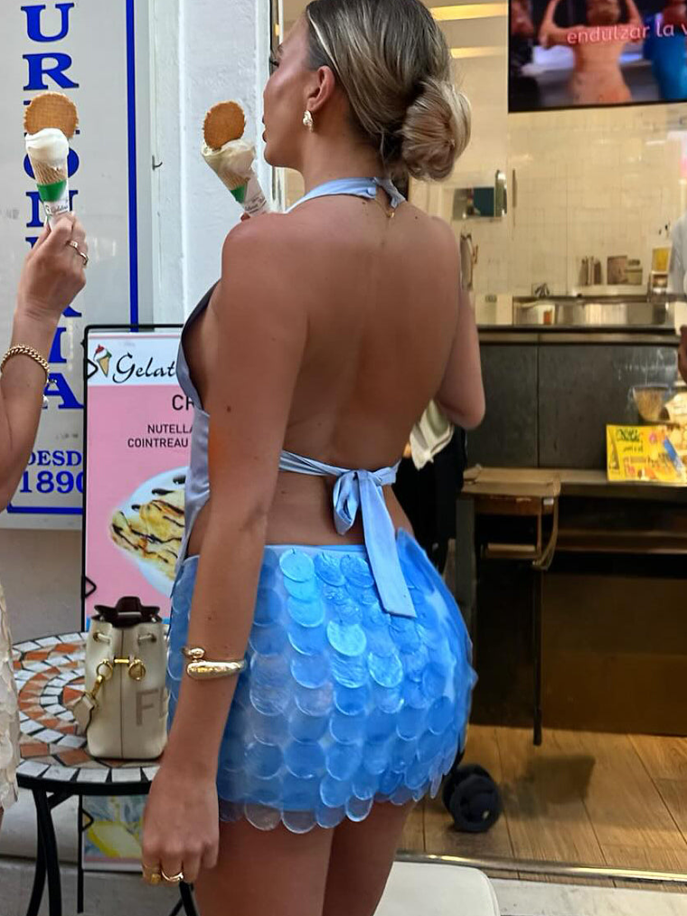 Forgiven Aura Shell Mini Skirt Blue 1