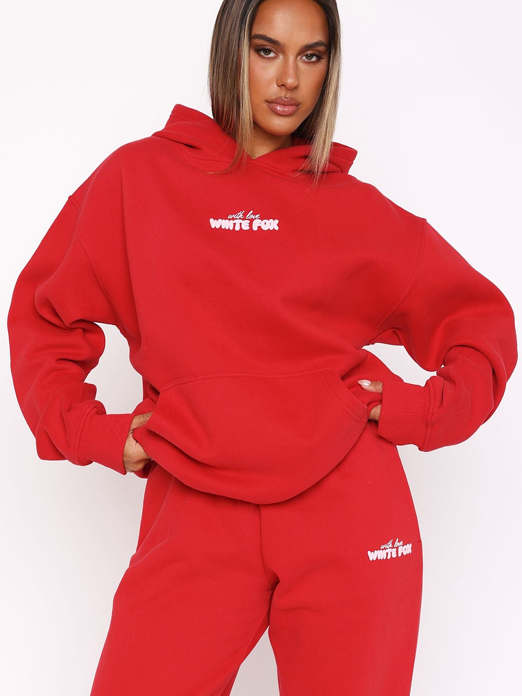 With Love In The Moment Oversized Hoodie Red 2