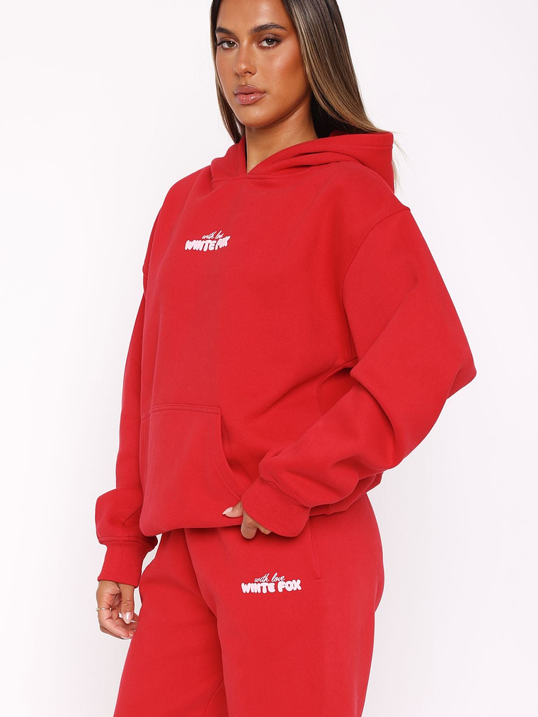 With Love In The Moment Oversized Hoodie Red 3