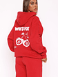 With Love In The Moment Oversized Hoodie Red - thumbnail 4