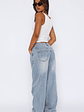 Bring The Style Low Rise Wide Leg Jeans Light Blue Wash - thumbnail 4