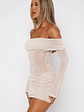 Need A Miracle Long Sleeve Glitter Mini Dress Champagne - thumbnail 3
