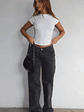 Bring The Style Low Rise Wide Leg Jeans Black Acid Wash - thumbnail 1