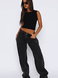 Bring The Style Low Rise Wide Leg Jeans Black Acid Wash - thumbnail 2