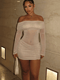 Need A Miracle Long Sleeve Glitter Mini Dress Champagne - thumbnail 9