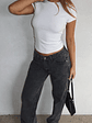 Bring The Style Low Rise Wide Leg Jeans Black Acid Wash - thumbnail 4