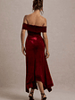 Halia | Berry Velvet Bardot Midi Dress - thumbnail 2