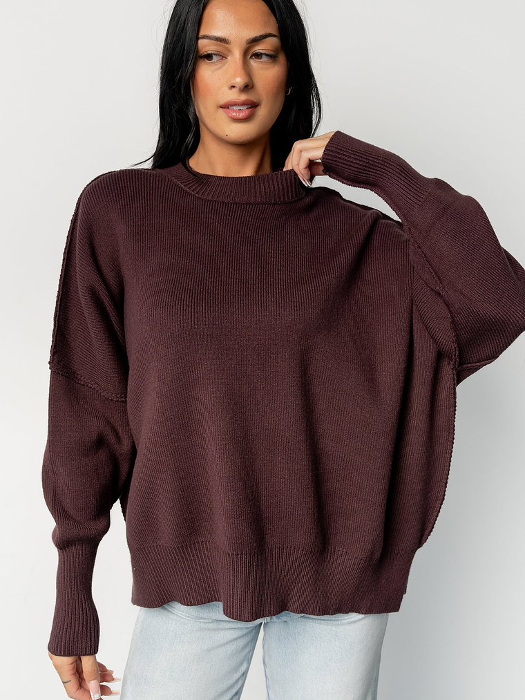 Jeremiah Knit Sweater | Dark Plum 1