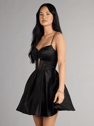 Hazel Satin Lace-Up Dress With Pockets