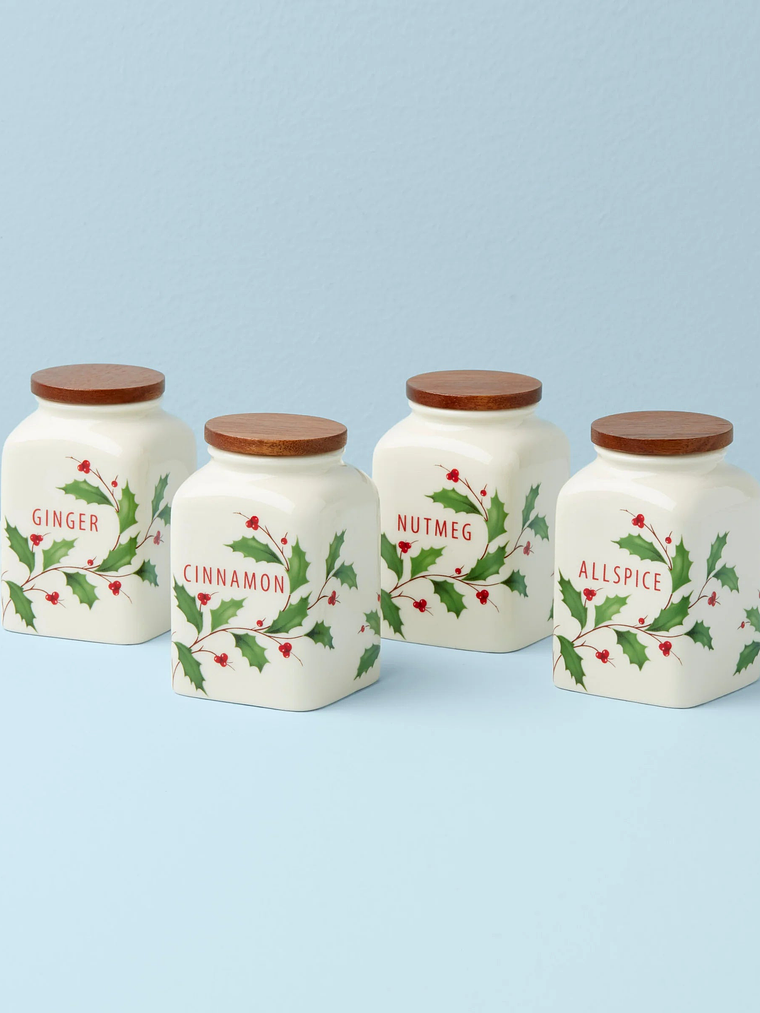 Holiday Baking Spice Jars, Set of 4 1