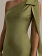 Here For Love | Khaki Satin Asymmetric Maxi Dress With Bow - thumbnail 3