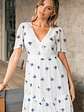 Jesenia Embroidered Dress | Off White + Navy - thumbnail 3