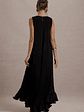Hazelle | Black Chiffon A-Line Ruffled Maxi Dress - thumbnail 2