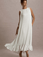 Hazelle | Cream Chiffon A-Line Ruffled Maxi Dress - thumbnail 1