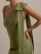 Here For Love | Khaki Satin Asymmetric Maxi Dress With Bow - thumbnail 6
