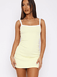 In This Moment Ribbed Mini Dress Lemon/White - thumbnail 2