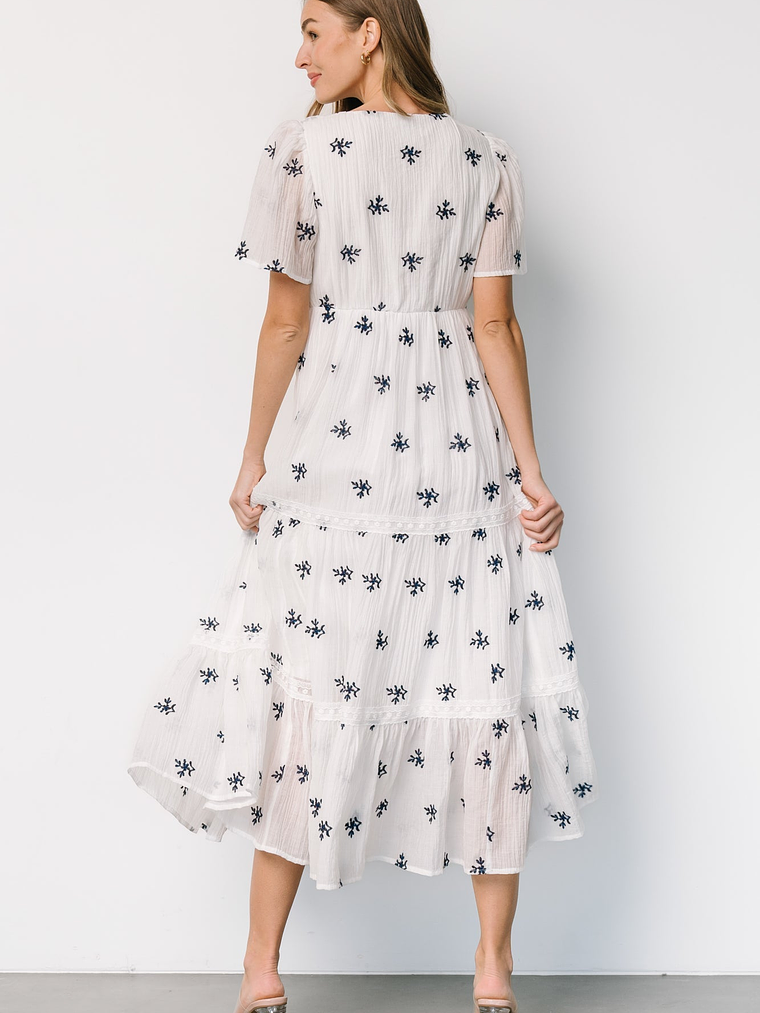 Jesenia Embroidered Dress | Off White + Navy 5