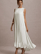 Hazelle | Cream Chiffon A-Line Ruffled Maxi Dress - thumbnail 3