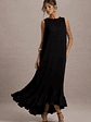 Hazelle | Black Chiffon A-Line Ruffled Maxi Dress - thumbnail 4