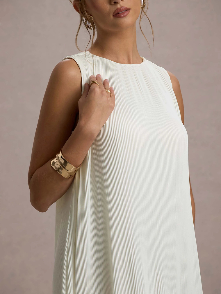 Hazelle | Cream Chiffon A-Line Ruffled Maxi Dress 4
