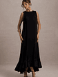 Hazelle | Black Chiffon A-Line Ruffled Maxi Dress - thumbnail 5