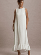 Hazelle | Cream Chiffon A-Line Ruffled Maxi Dress - thumbnail 6