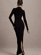 Hespera | Black High-Neck Long-Sleeve Gathered Maxi Dress - thumbnail 2