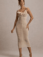 Jesi | Cream Mesh Ruched Midi Dress With Ruffles - thumbnail 6