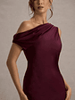 Isolde | Burgundy Satin One-Shoulder Maxi Dress - thumbnail 3
