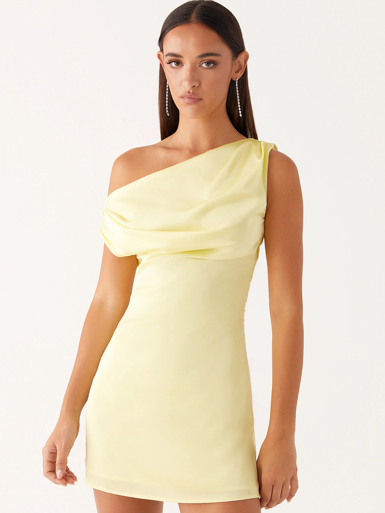 Heart Of Glass Satin Mini Dress - Yellow 4