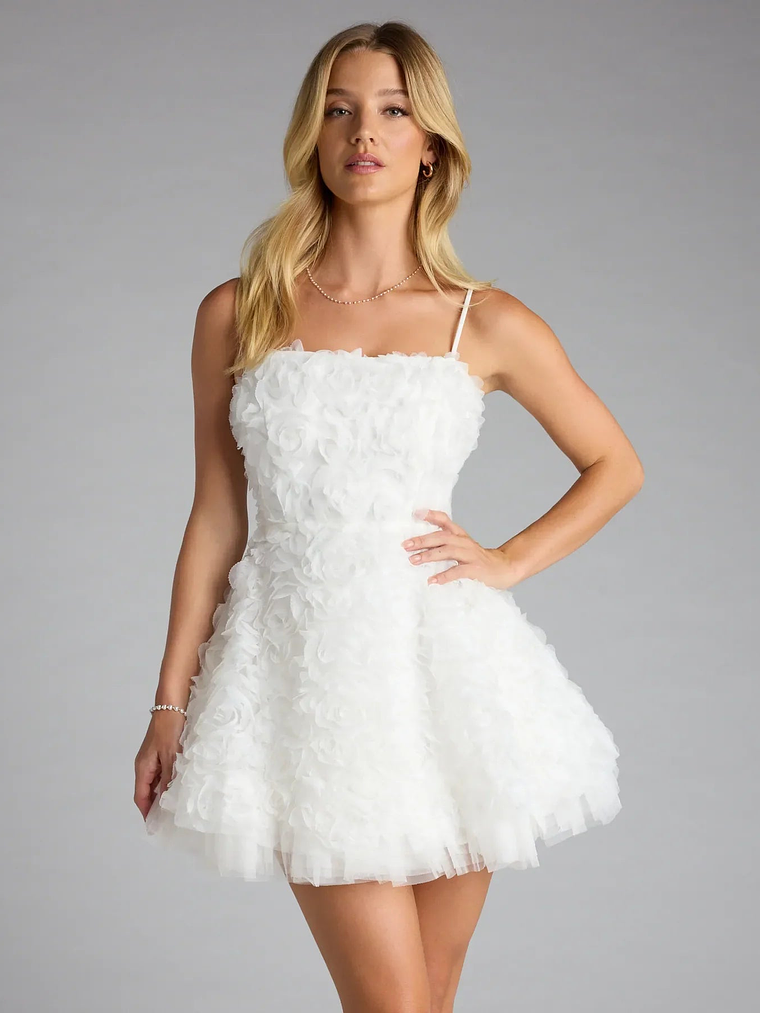 Hallie Rosette Lace-Up Skater Dress 1