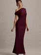 Isolde | Burgundy Satin One-Shoulder Maxi Dress - thumbnail 4