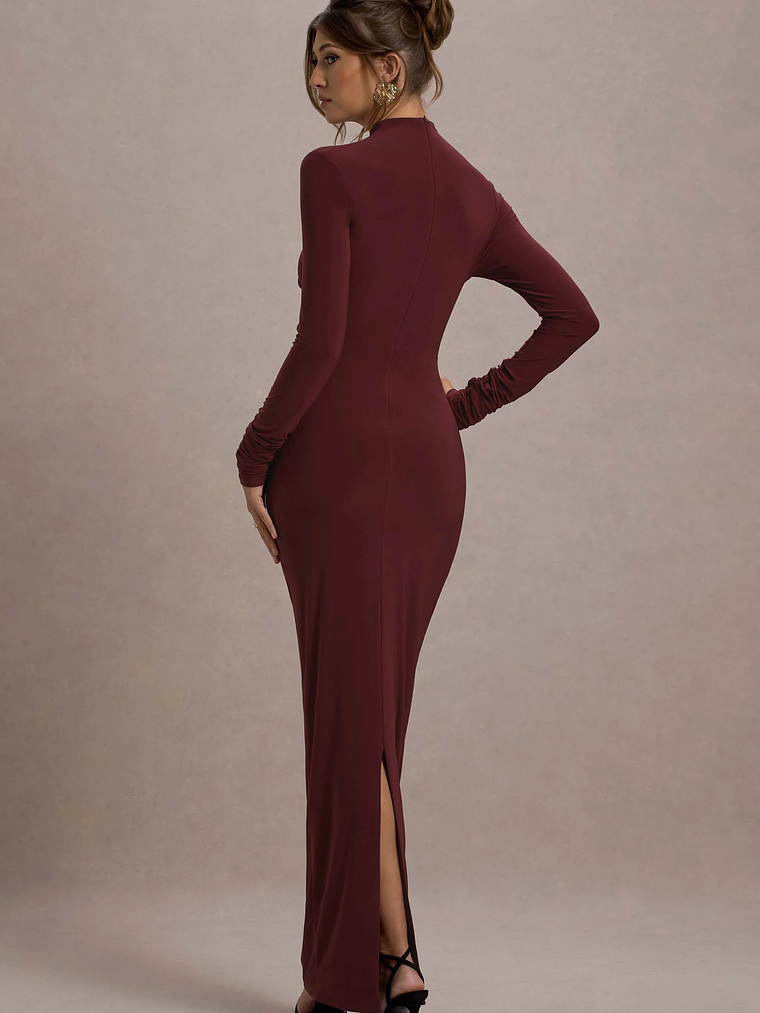 Hespera | Port High-Neck Long-Sleeve Gathered Maxi Dress 2