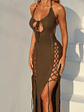 Isra Maxi Dress Khaki - thumbnail 3