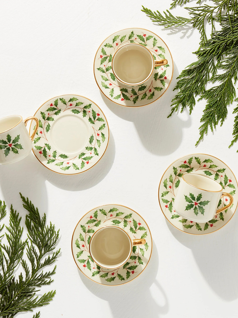 Holiday Espresso Cup & Saucer, Set of 4 3