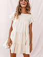 Hyacinth Ruffle Sleeve Smock Dress Beige - thumbnail 2