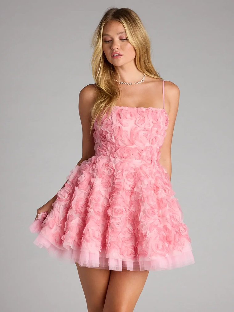 Hallie Rosette Lace-Up Skater Dress 5