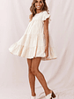 Hyacinth Ruffle Sleeve Smock Dress Beige - thumbnail 5