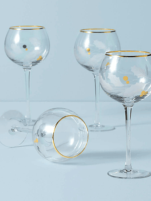 Holiday Gold 4-Piece Balloon Glass Set