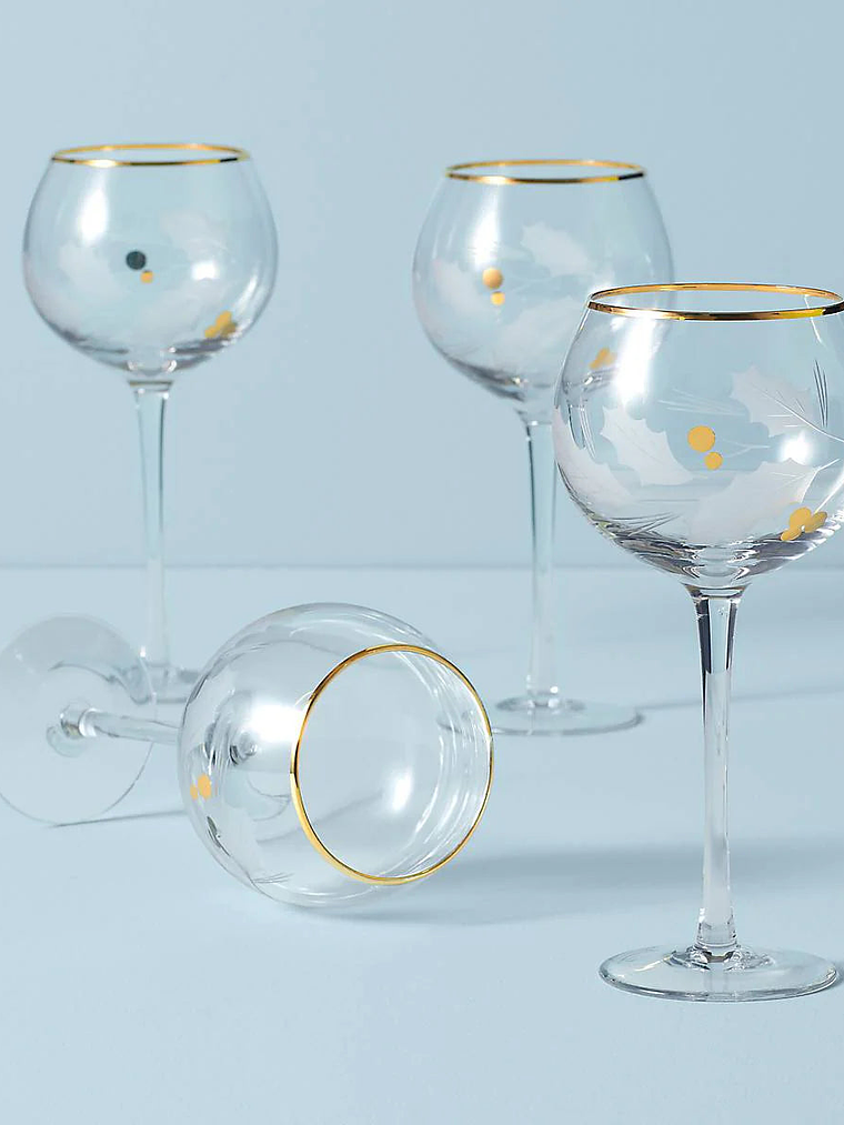 Holiday Gold 4-Piece Balloon Glass Set 1